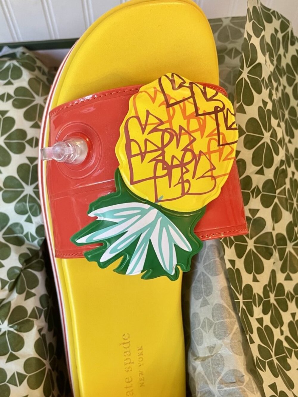 Kate Spade New York Limoncello Pineapple Platform Slide Sandals Size 8B NIB